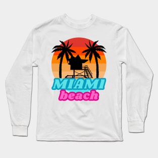 Vintage Miami beach Lifeguard Tower Long Sleeve T-Shirt